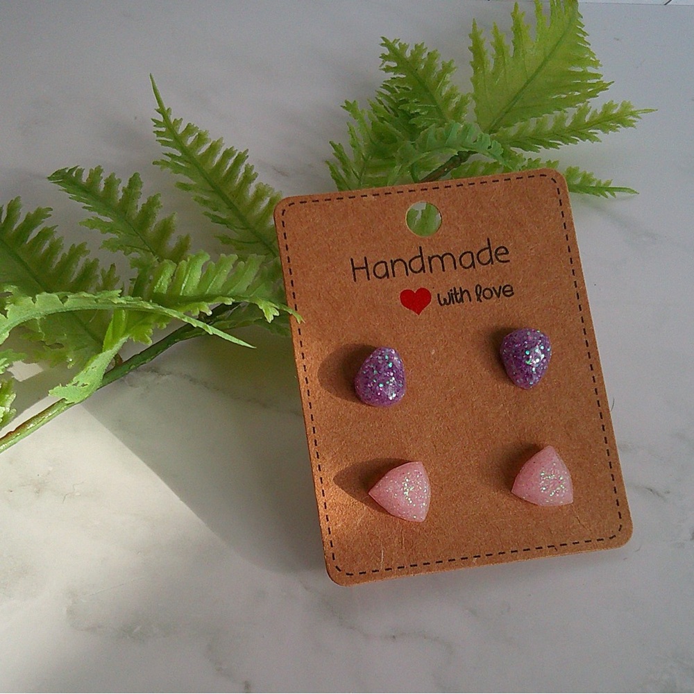 Glitter resin stud earring two pack